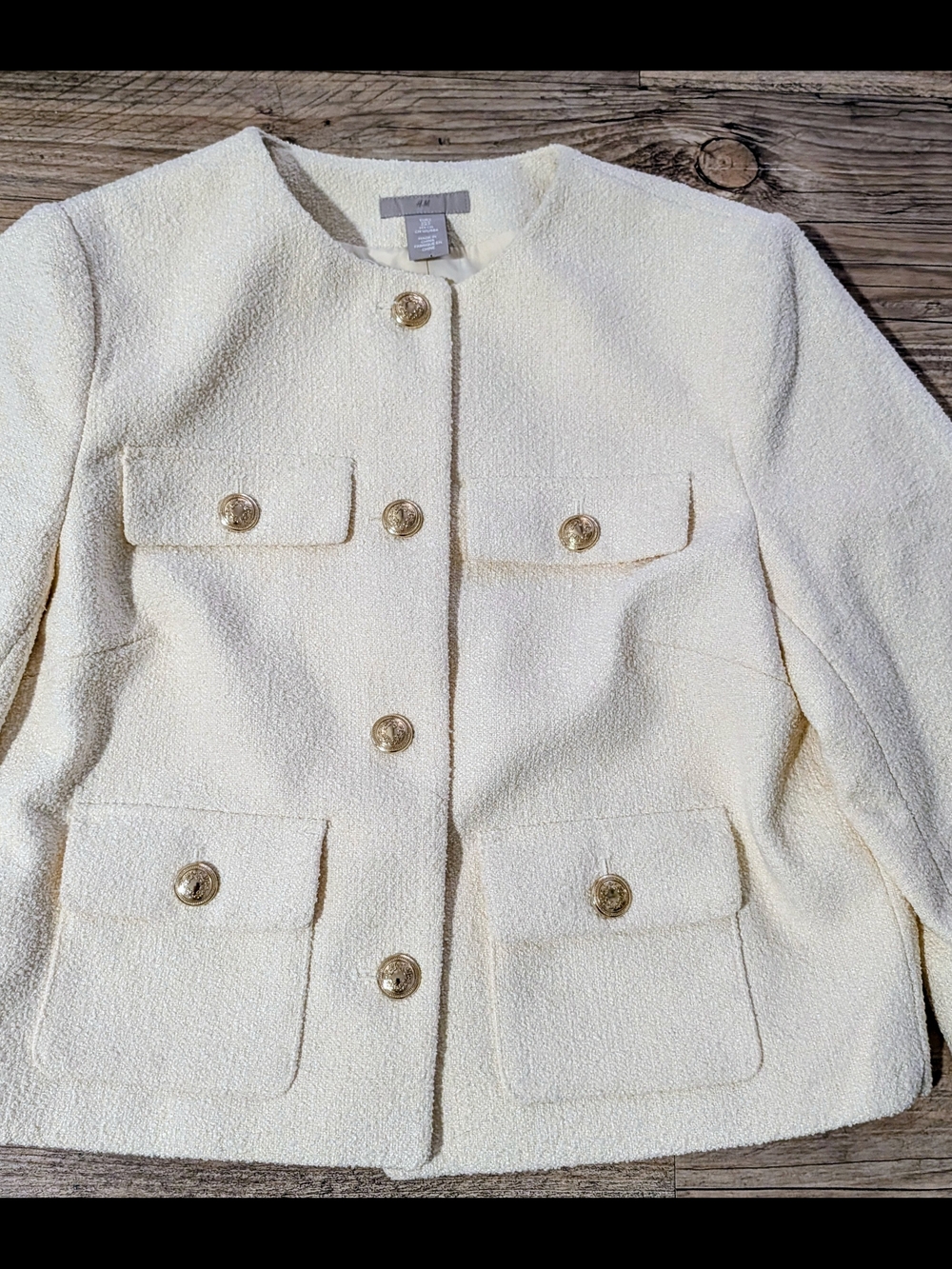 H&M Ivory Bouclé Jacket with Gold Buttons - Picture 2 of 3
